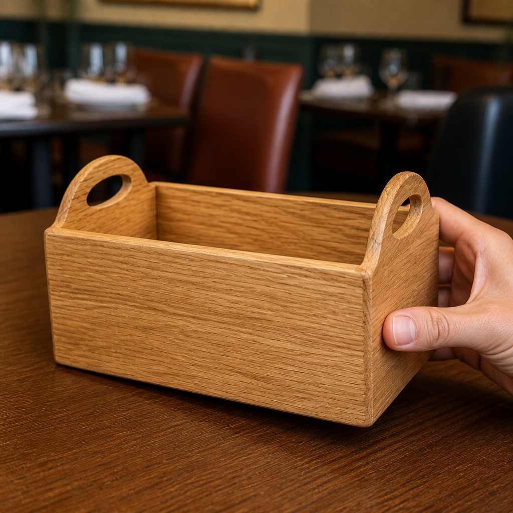Commercial Condiment Holder Caddy 230mm Wooden Table Storage