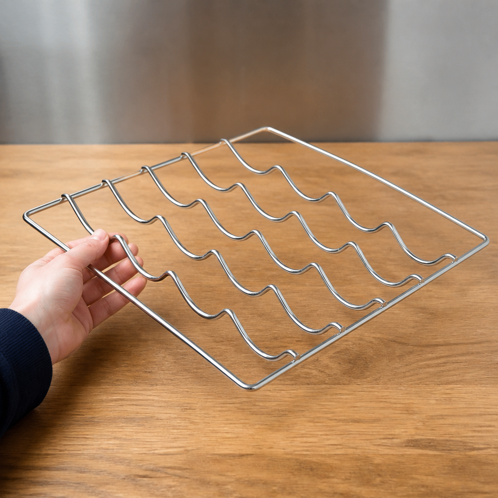 Commercial scalloped wine shelf for back bar coolers