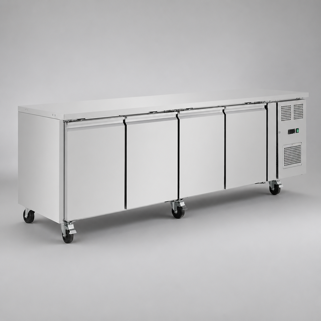 Commercial Four Door Counter Fridge 553L Capacity