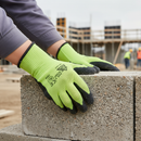 Premium High Visibility Insulated Latex Palm Coated Builders Grip Glove for Enhanced Warmth and Grip in Wet and Dry Conditions