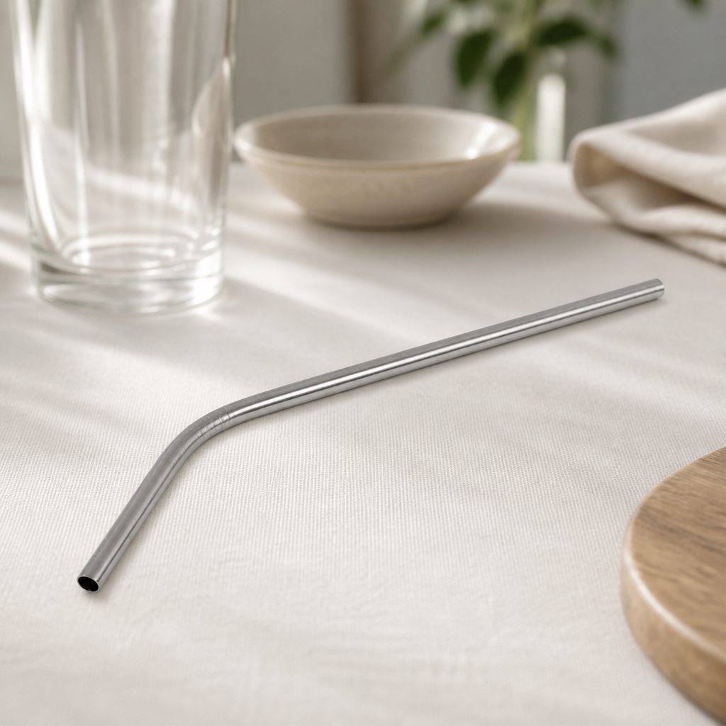 Curved Stainless Steel Straws 25 Pack for Commercial Use