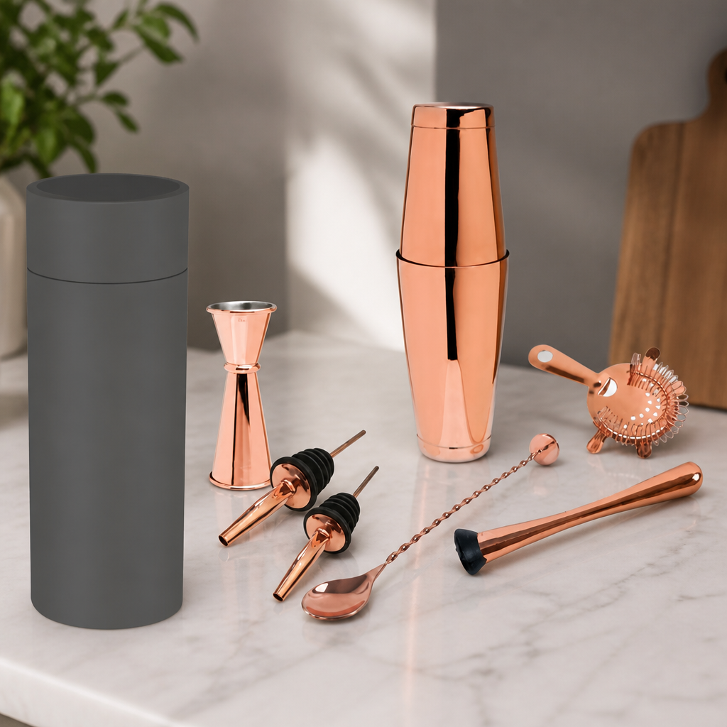 Commercial 8-Piece Copper Cocktail Set for Bartenders