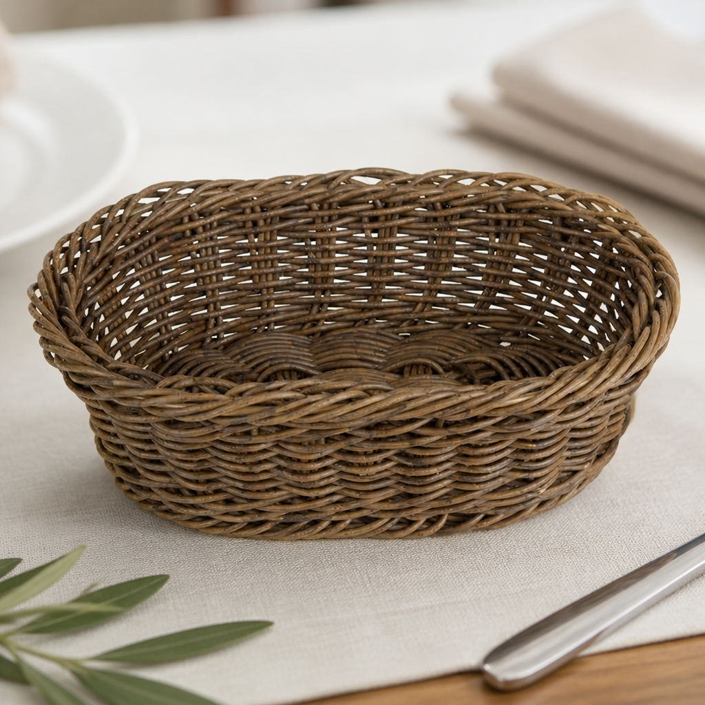 Commercial Oval Serving Basket 240x170mm Dark Brown Polywicker
