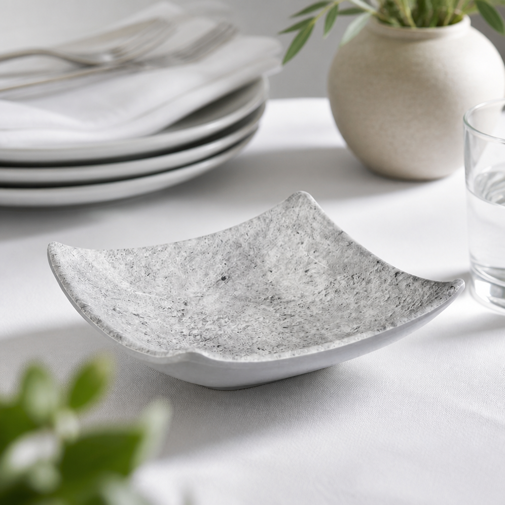 Commercial Melamine Dish 105mm Square 40ml Stackable Bowl
