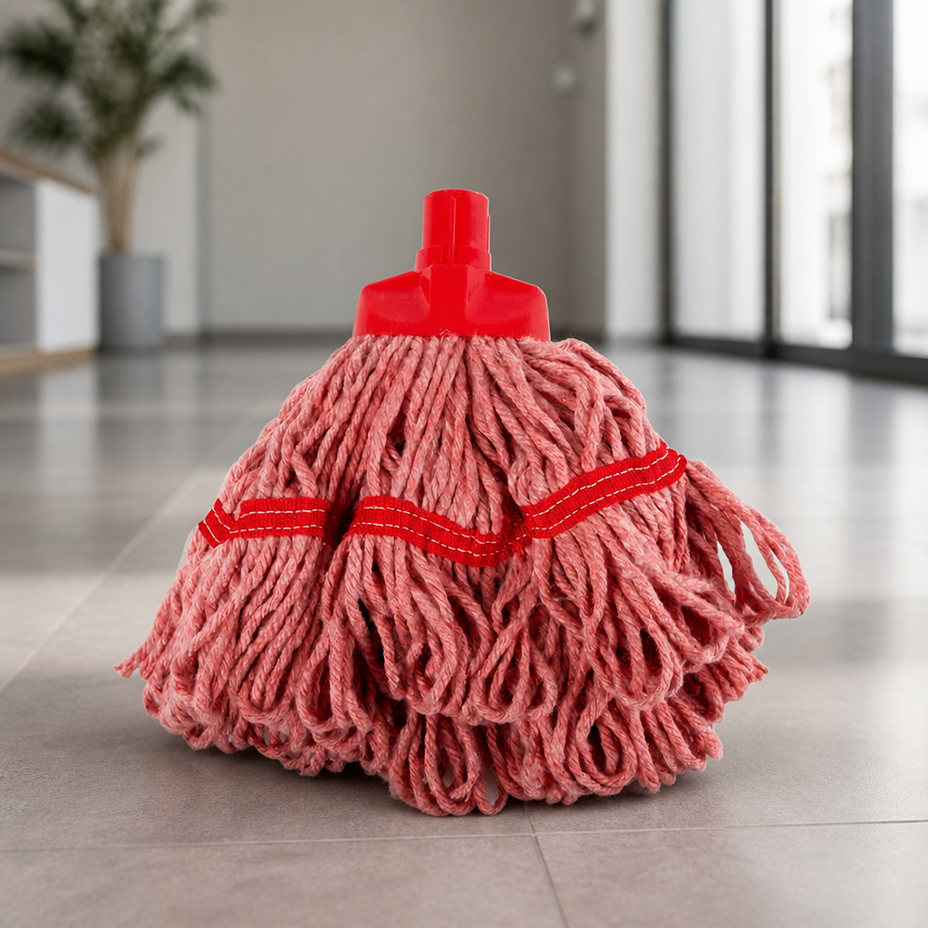 Mini Socket Mop Head Red for Commercial Cleaning Systems