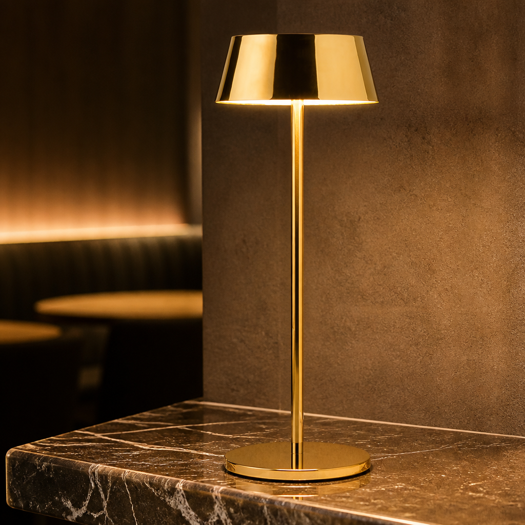 Cordless LED Table Lamp 300mm Gold Finish - 6 Pack