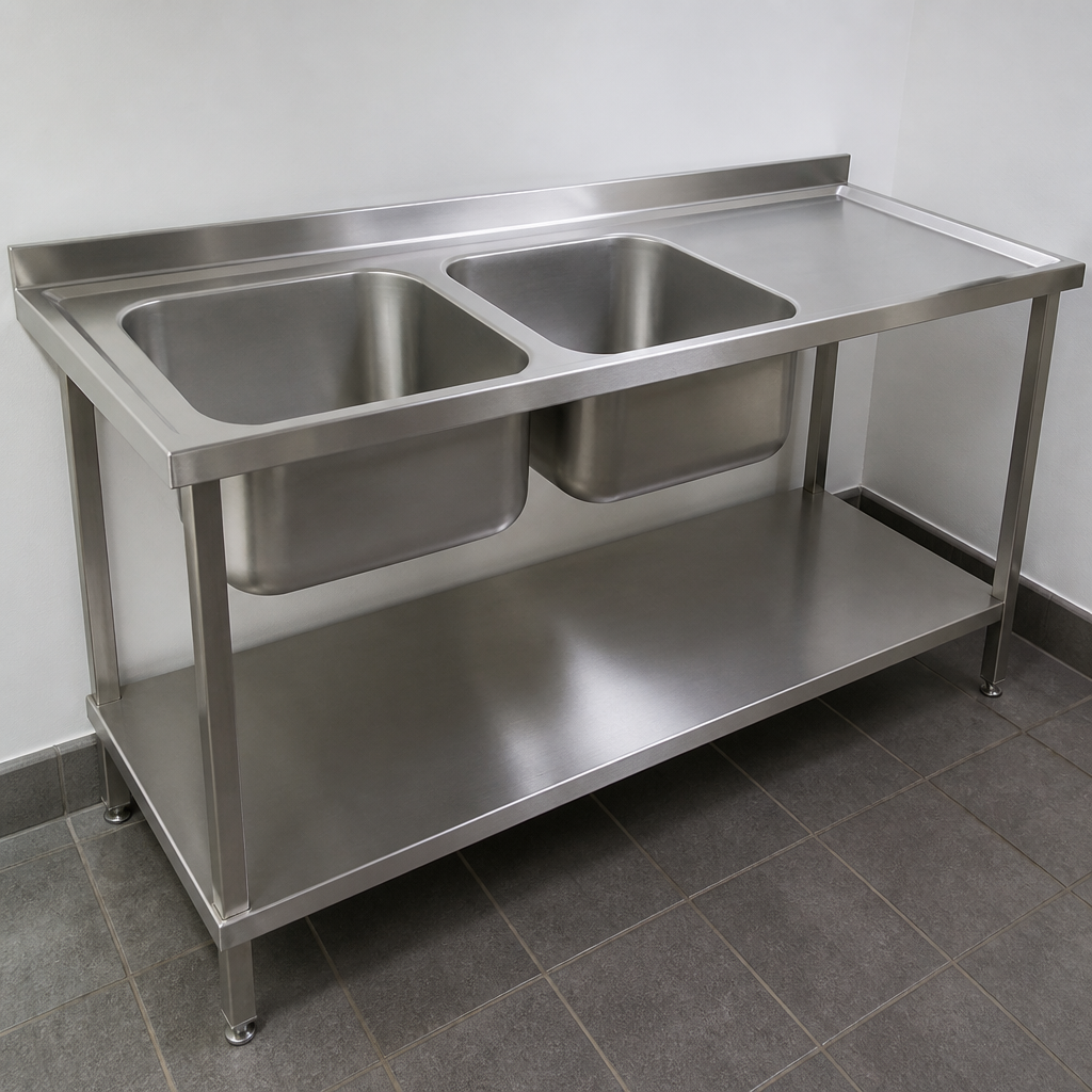 Commercial Stainless Steel Sink with Right Hand Drainer 1500mm