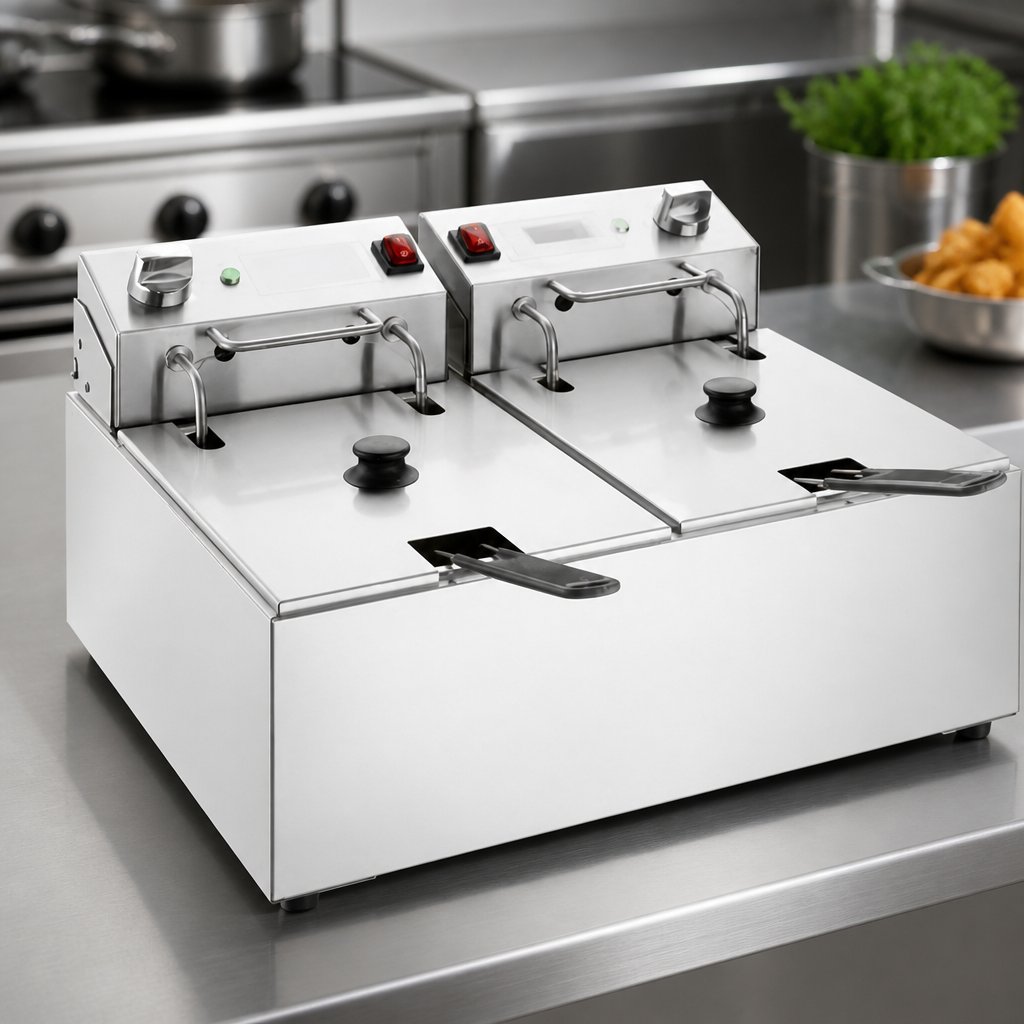 Commercial Electric Fryer with Timer 2 x 5L Capacity