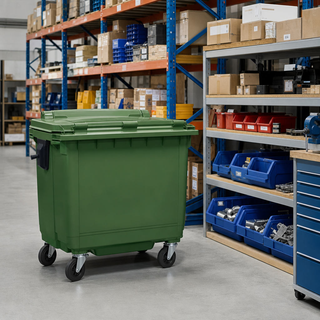 455L Mobile Bottle Skip Waste Bin with 4 Wheels