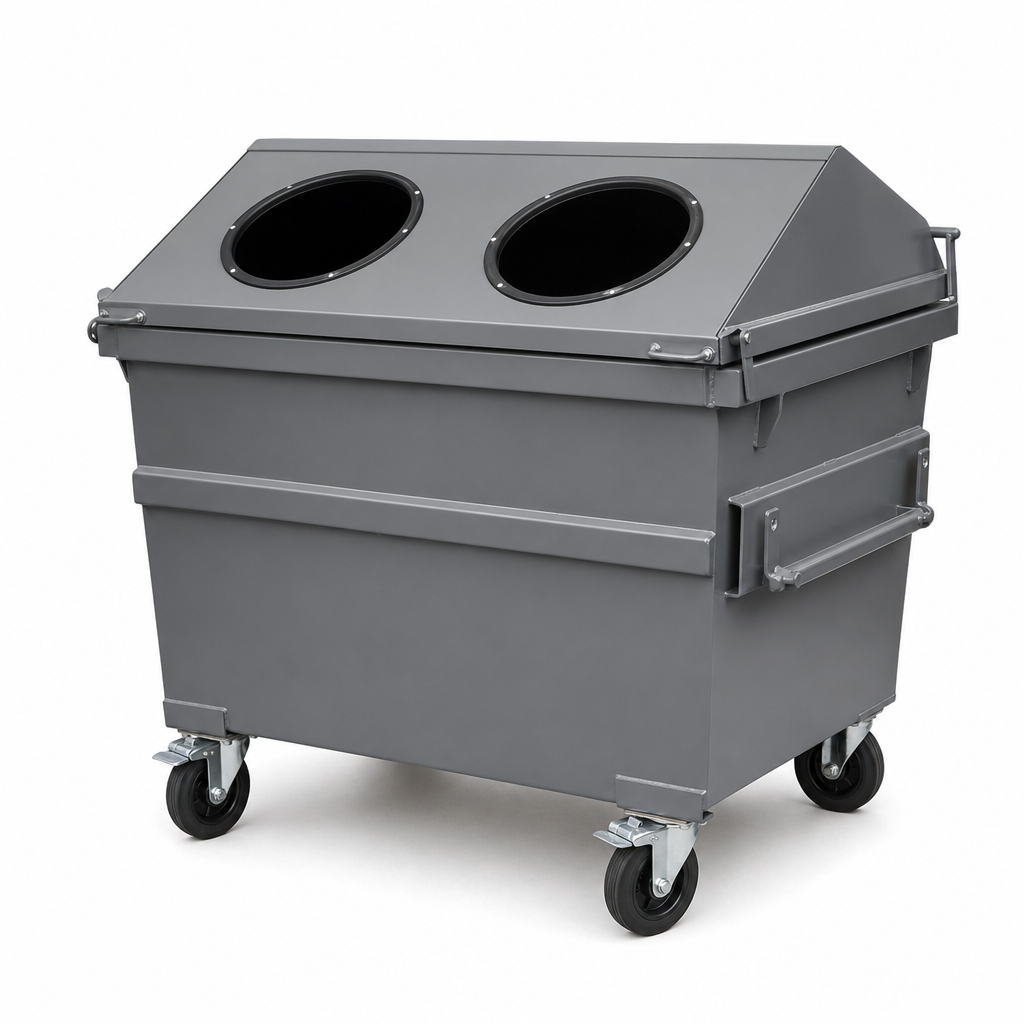 455L Mobile Bottle Skip Waste Bin with 4 Wheels