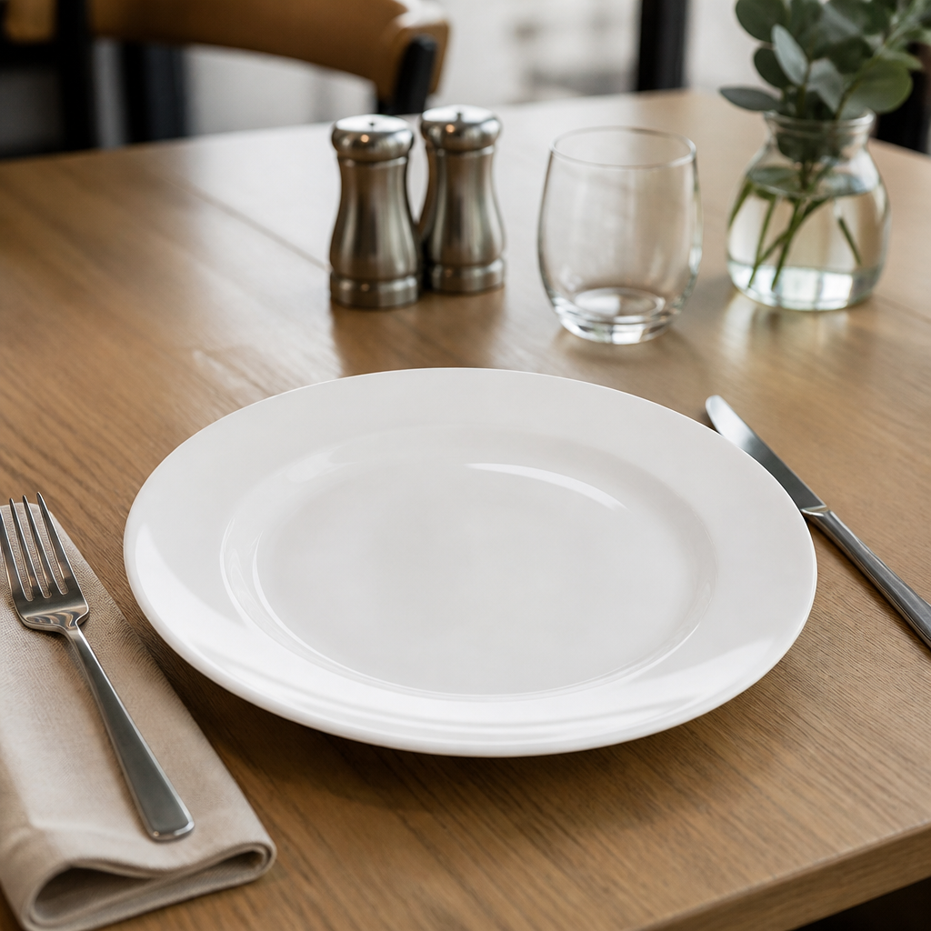 Commercial Classic Porcelain Wide Rim Plates 280mm 12 Pack