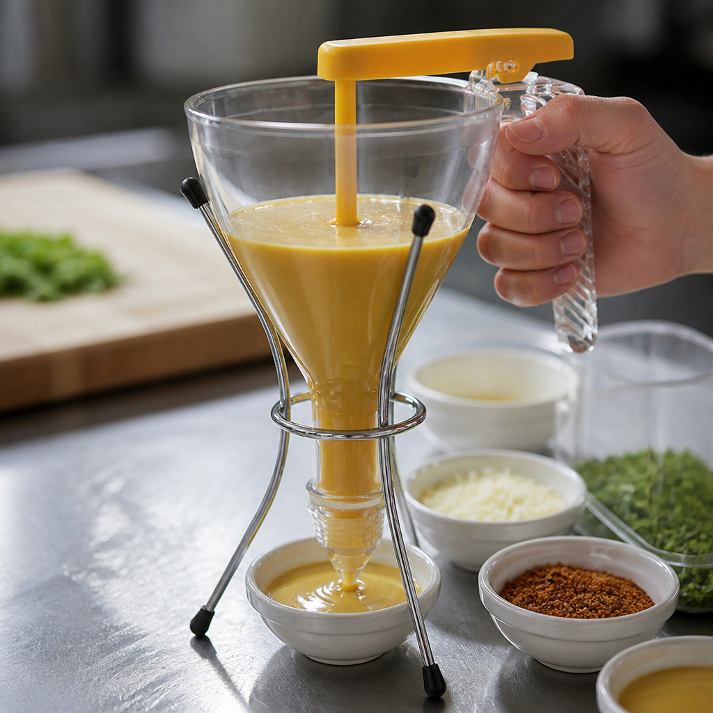 Commercial Piston Funnel with Stand 0.75Ltr Ergonomic Design