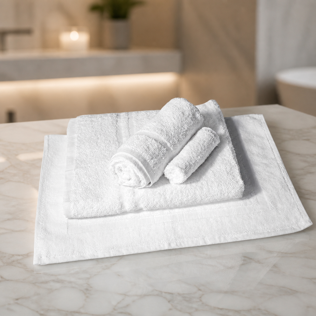 Set of 4 commercial cotton spa towels for hospitality use