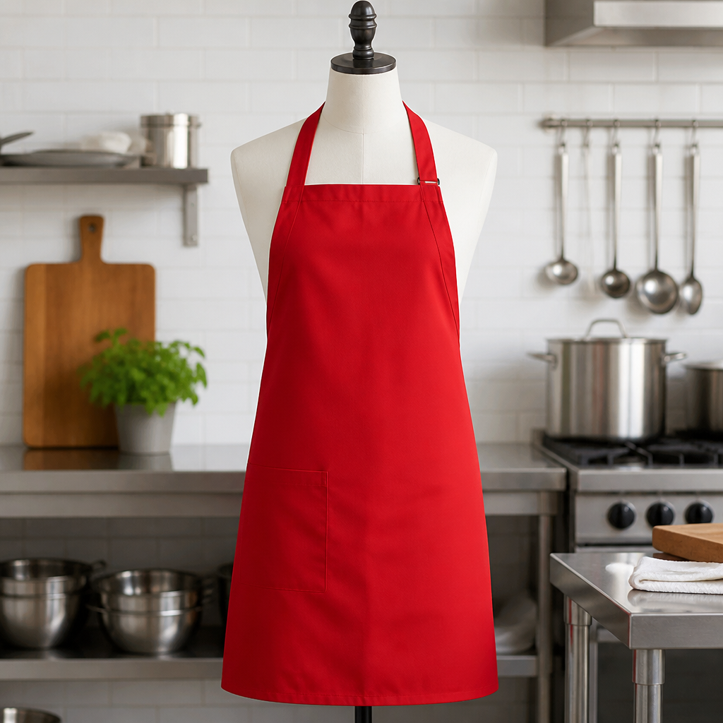 Commercial Red Bib Apron for Staff Uniforms 610mm x 860mm