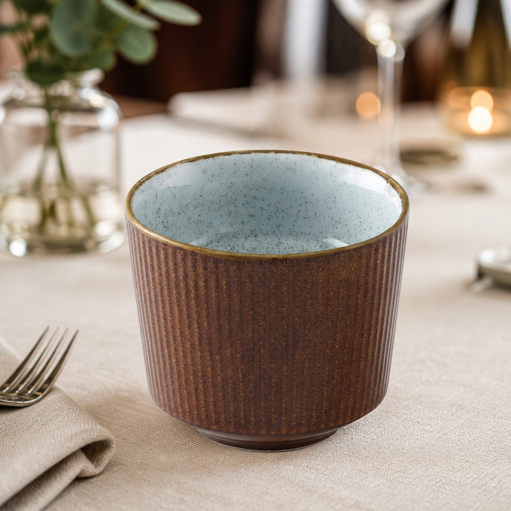 Commercial 325ml Chip Mugs in Cinnamon Brown Duck Egg - 12 Pack