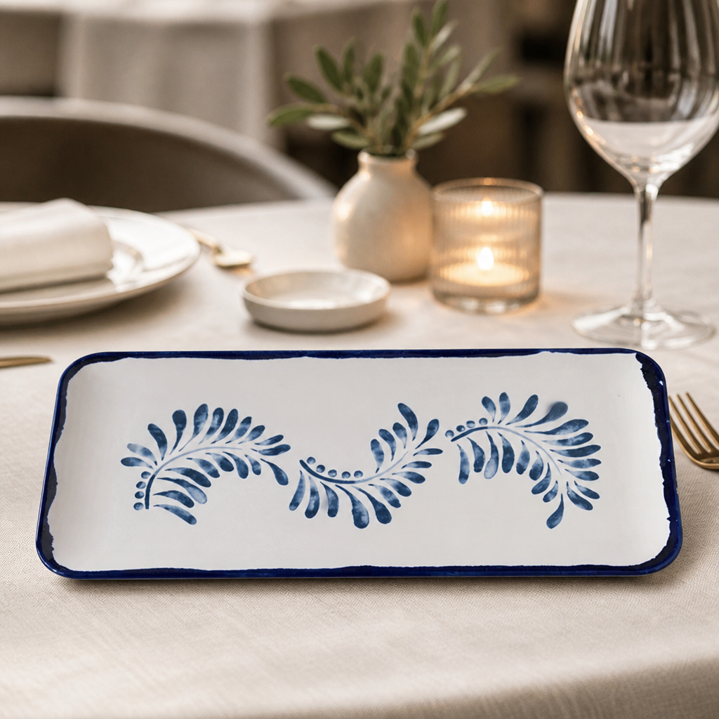 Commercial Stoneware Coupe Rectangular Platter 13.75 x 6.25 Inch