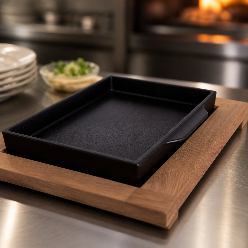 Commercial Cast Iron Sizzler Plate 250x150mm Black