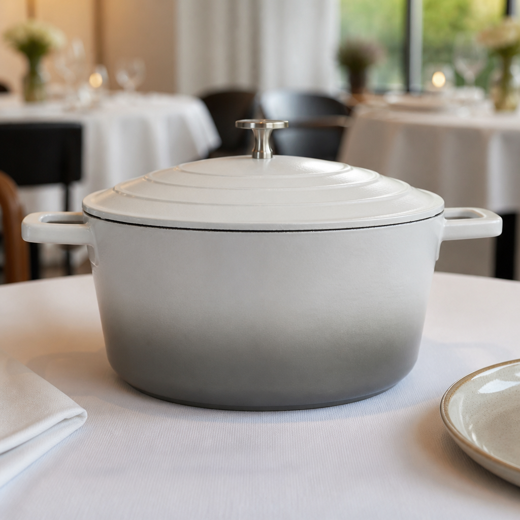 4L Commercial Casserole Dish with Lid in Grey Ombre Finish