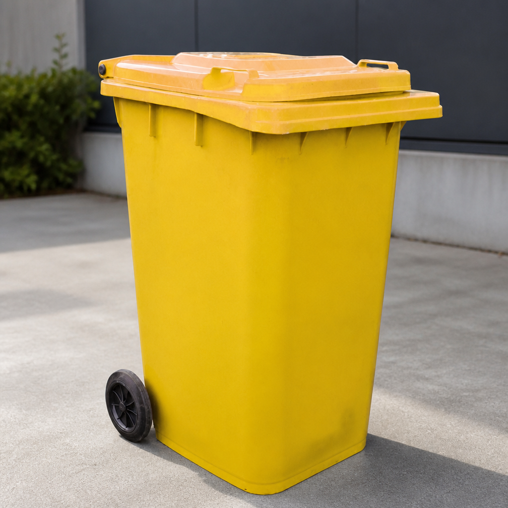 240L Commercial Yellow Wheelie Bin for Waste Management