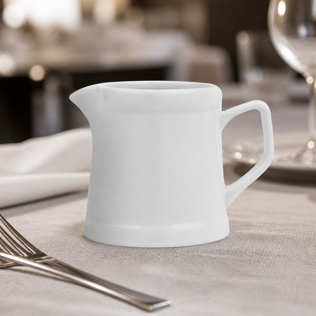 200ml Commercial Milk Jugs - Vitrified Porcelain 6 Pack