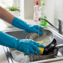 Premium Rubber Household Gloves for Food Preparation - Slip Resistant, Beaded Cuffs, Soft Flock Lining, 0.40mm Thickness - Blue Color