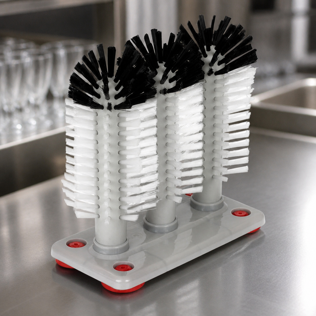 Commercial Manual Glasswasher with 3 Nylon Brushes