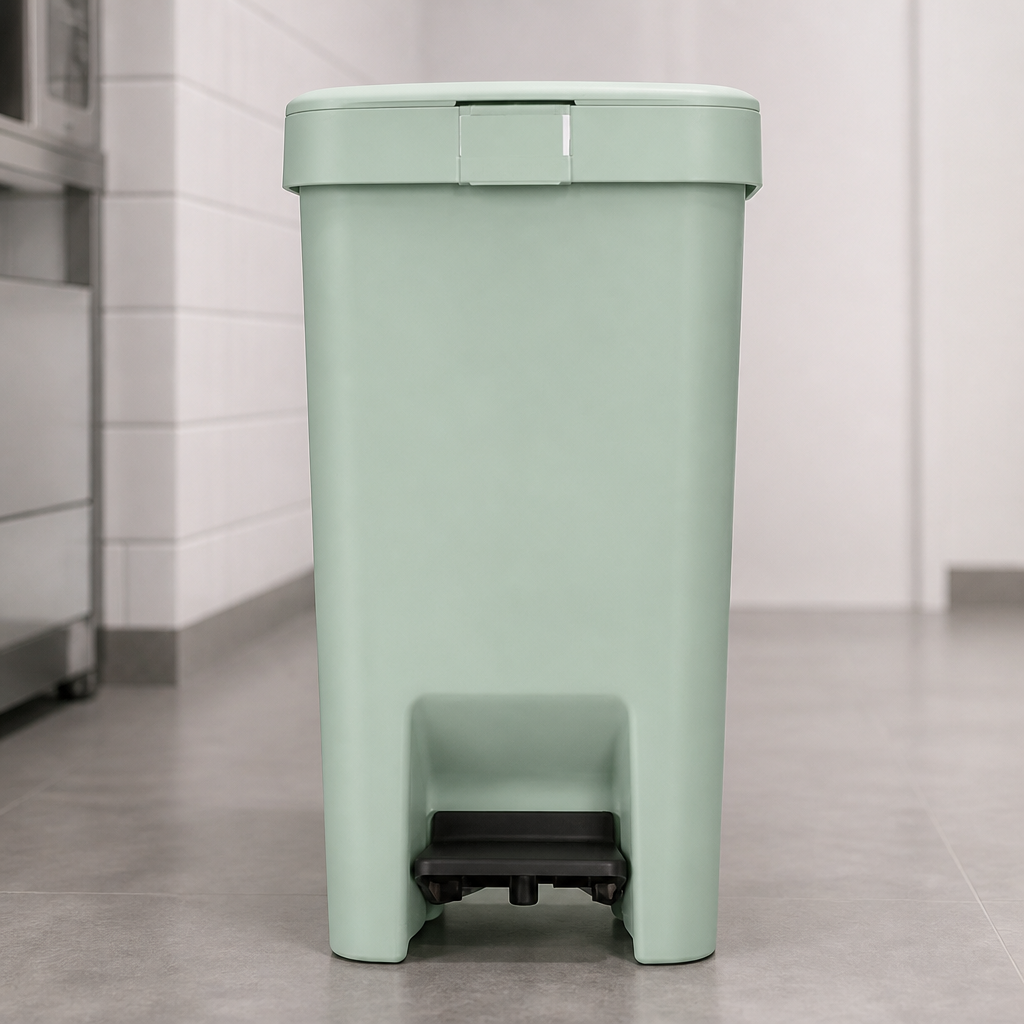 16L Commercial Pedal Bin in Jade Green, space-saving design