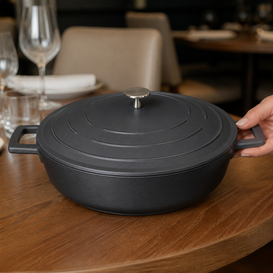 4Ltr Commercial Shallow Casserole Dish Induction Safe Cookware