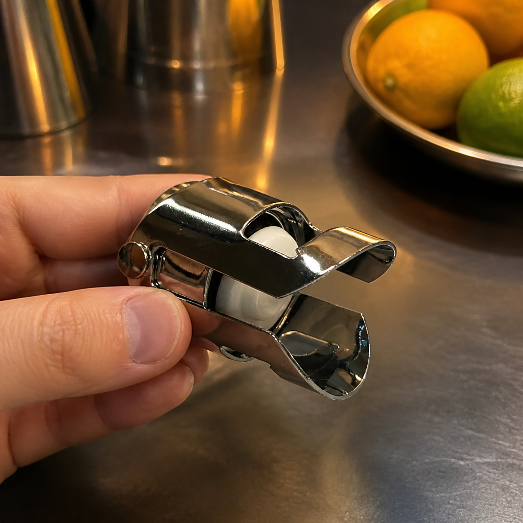 Commercial stainless steel champagne stopper for wine preservation