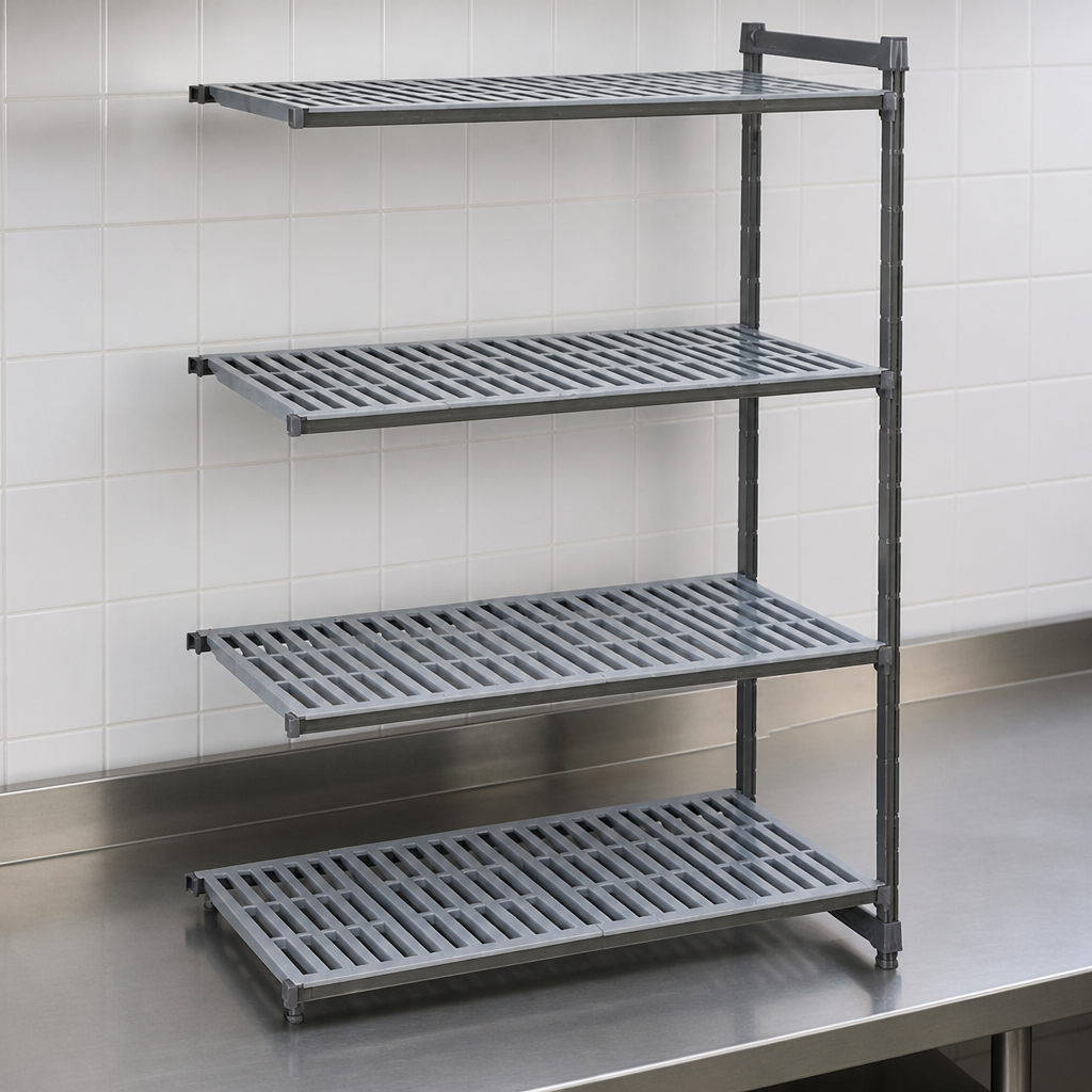 Commercial 4 Tier Add-On Shelving Unit with Vented Shelves
