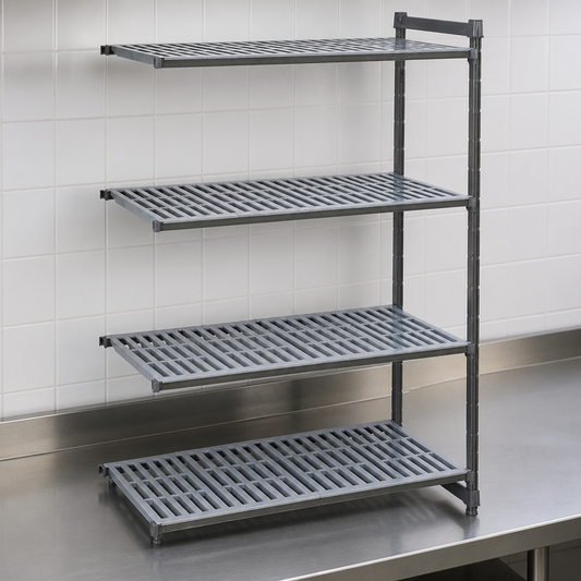 Commercial 4 Tier Add-On Shelving Unit With Vented Shelves
