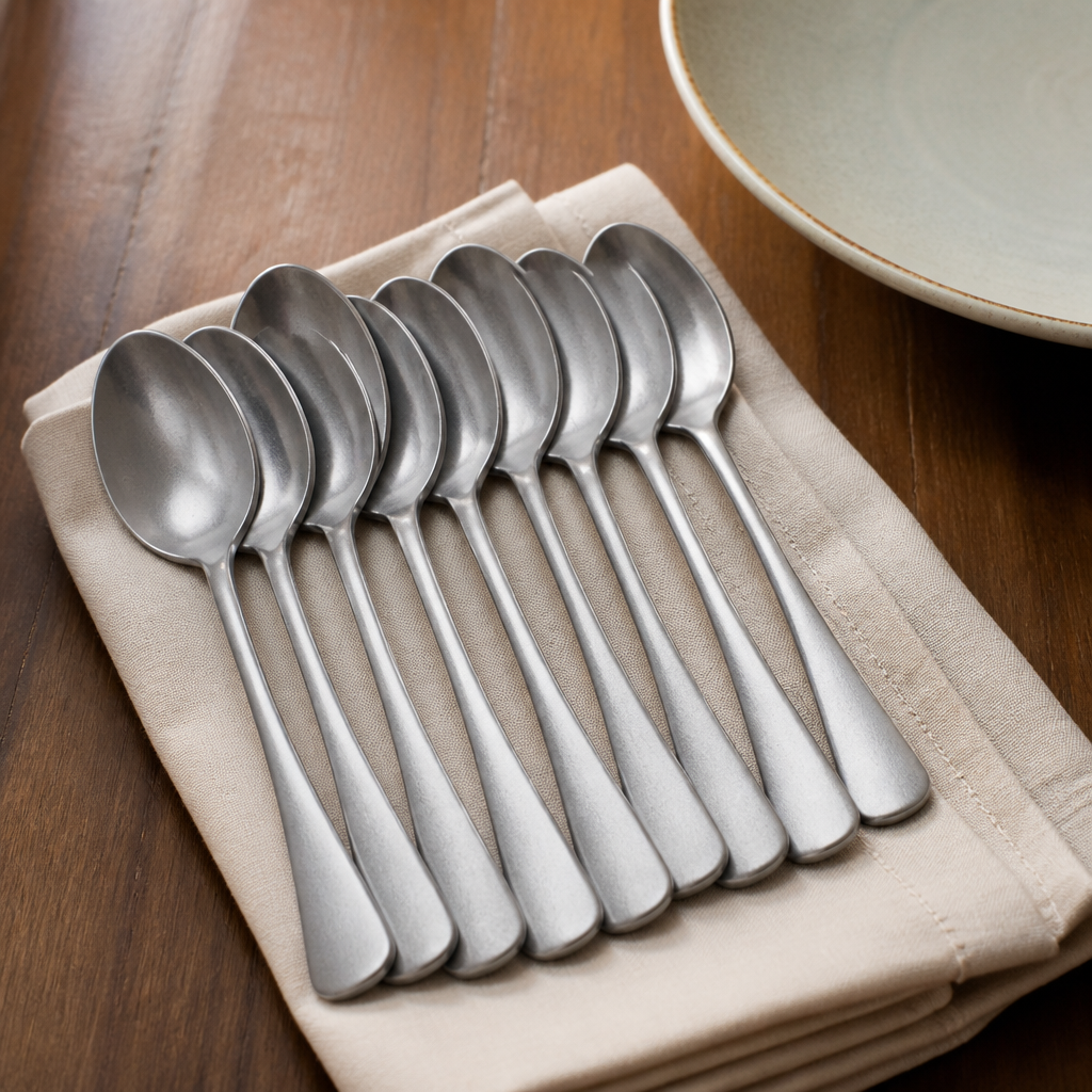 12 pack of vintage style stainless steel soup spoons