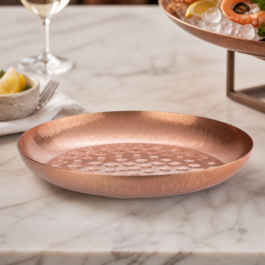 Commercial Seafood Serving Bowl 295mm Vintage Copper Finish