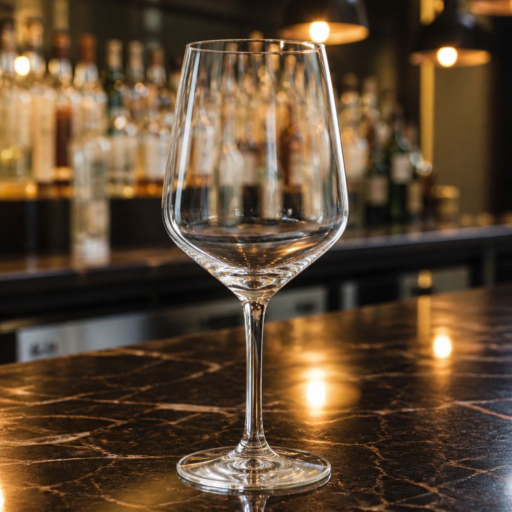 Commercial 530ml wine glasses with elegant design, dishwasher safe