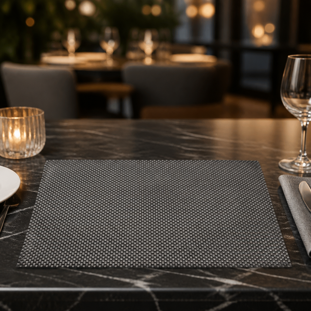 Commercial PVC Placemats Silver And Grey 6 Pack 450x330mm