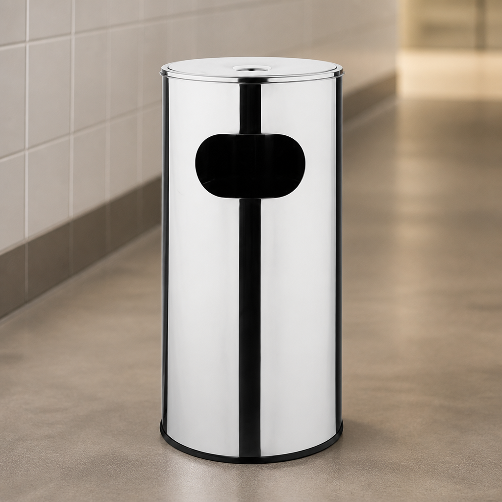 30L Commercial Outdoor Ashtray in Stainless Steel Black