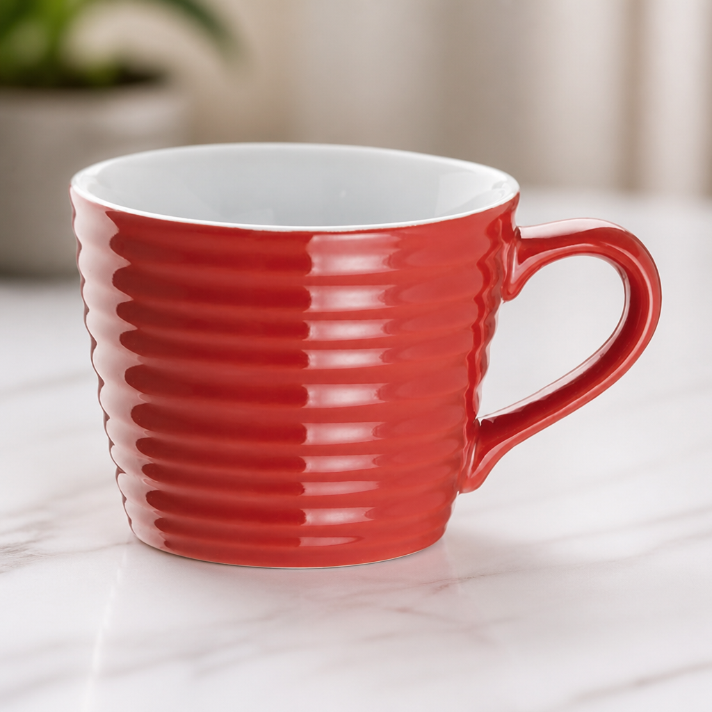 Commercial 230ml Red Mugs Set of 6 for Cafes and Restaurants