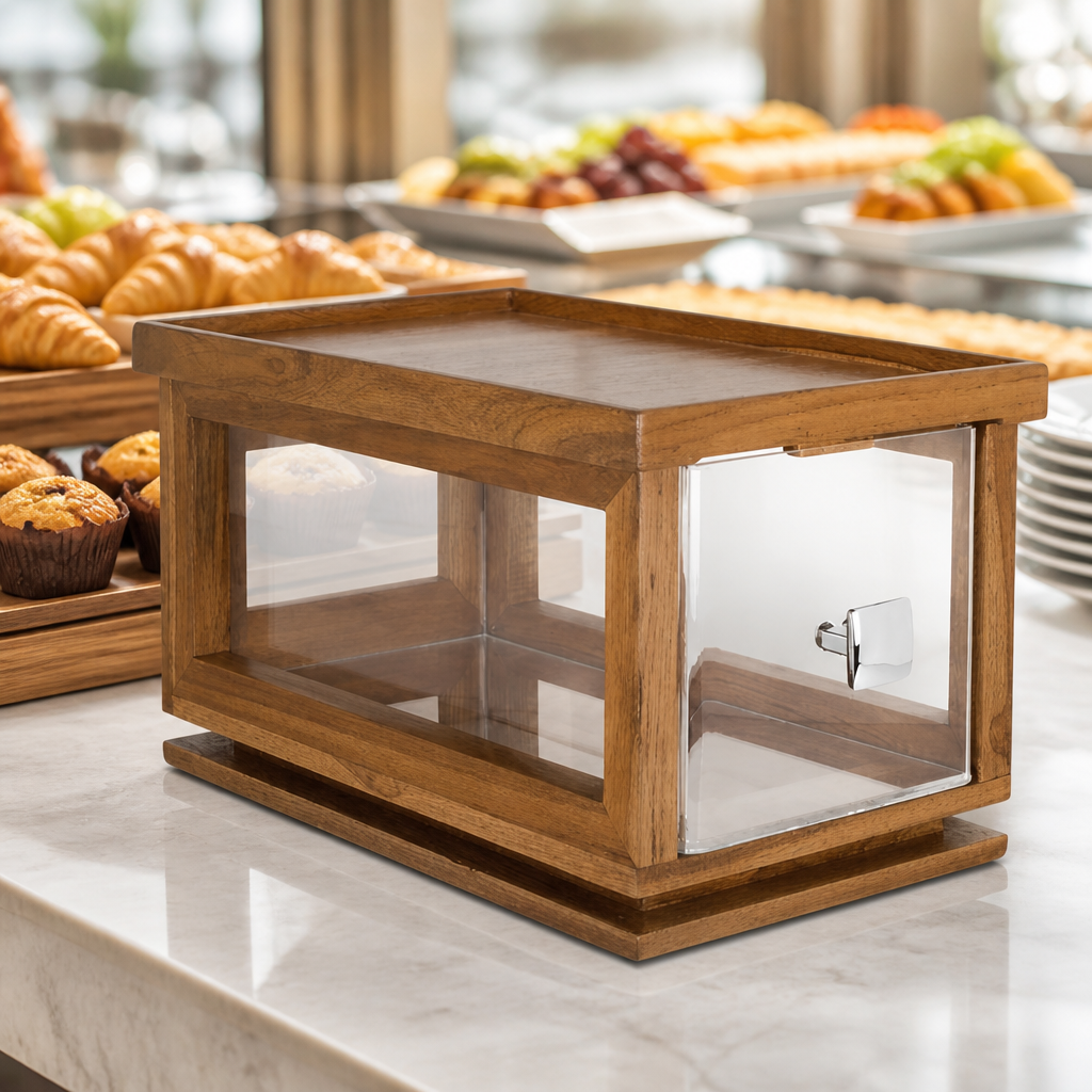 Stackable Wooden Bakery Box with Acrylic Drawer 203mm Height