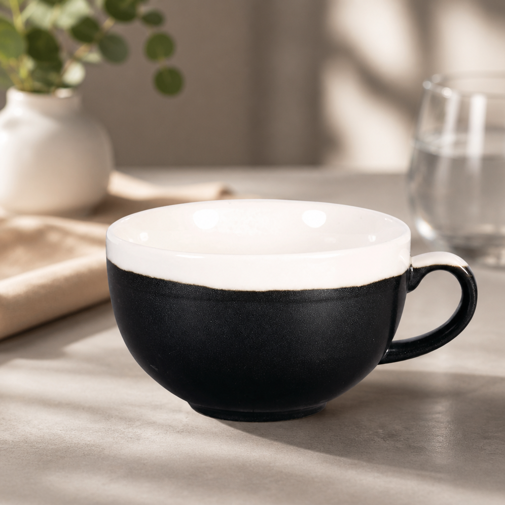 Commercial Cappuccino Cups 225ml Onyx Black 12 Pack
