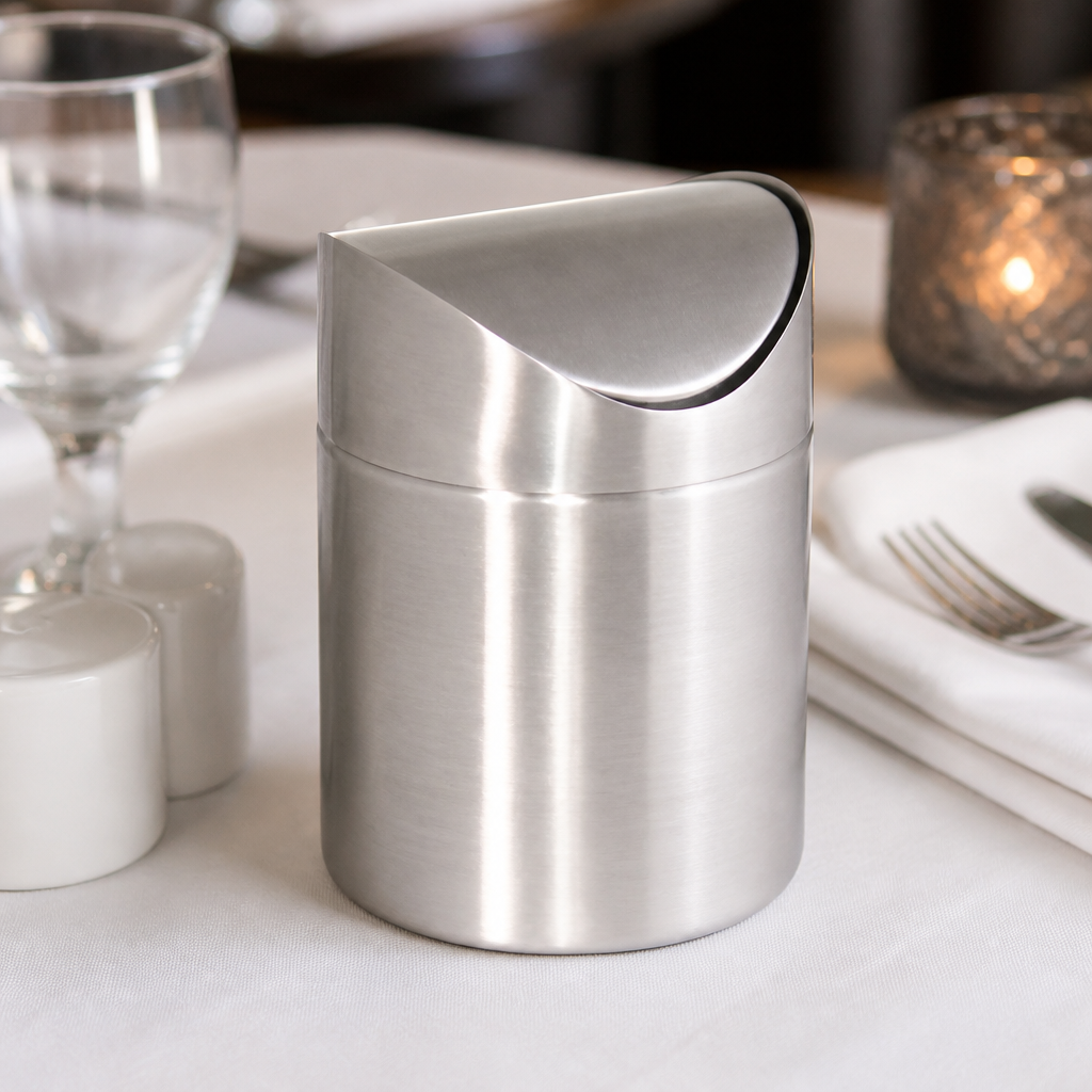 Commercial Tabletop Sachet Disposal Bin 168mm Tall Stainless Steel