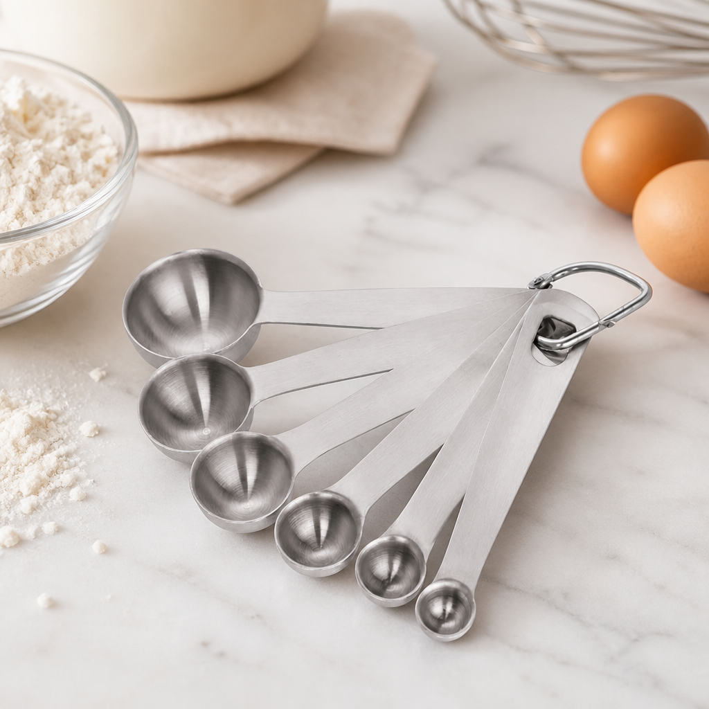 Commercial Measuring Spoons Set of 6 Stainless Steel Dishwasher Safe