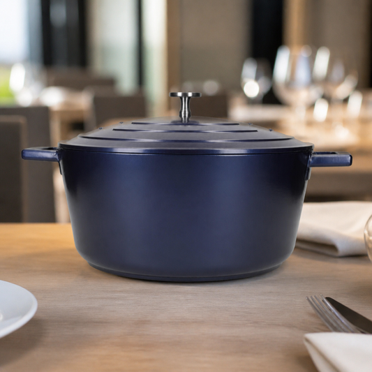 5Ltr Commercial Cast Aluminium Casserole Dish in Metallic Blue