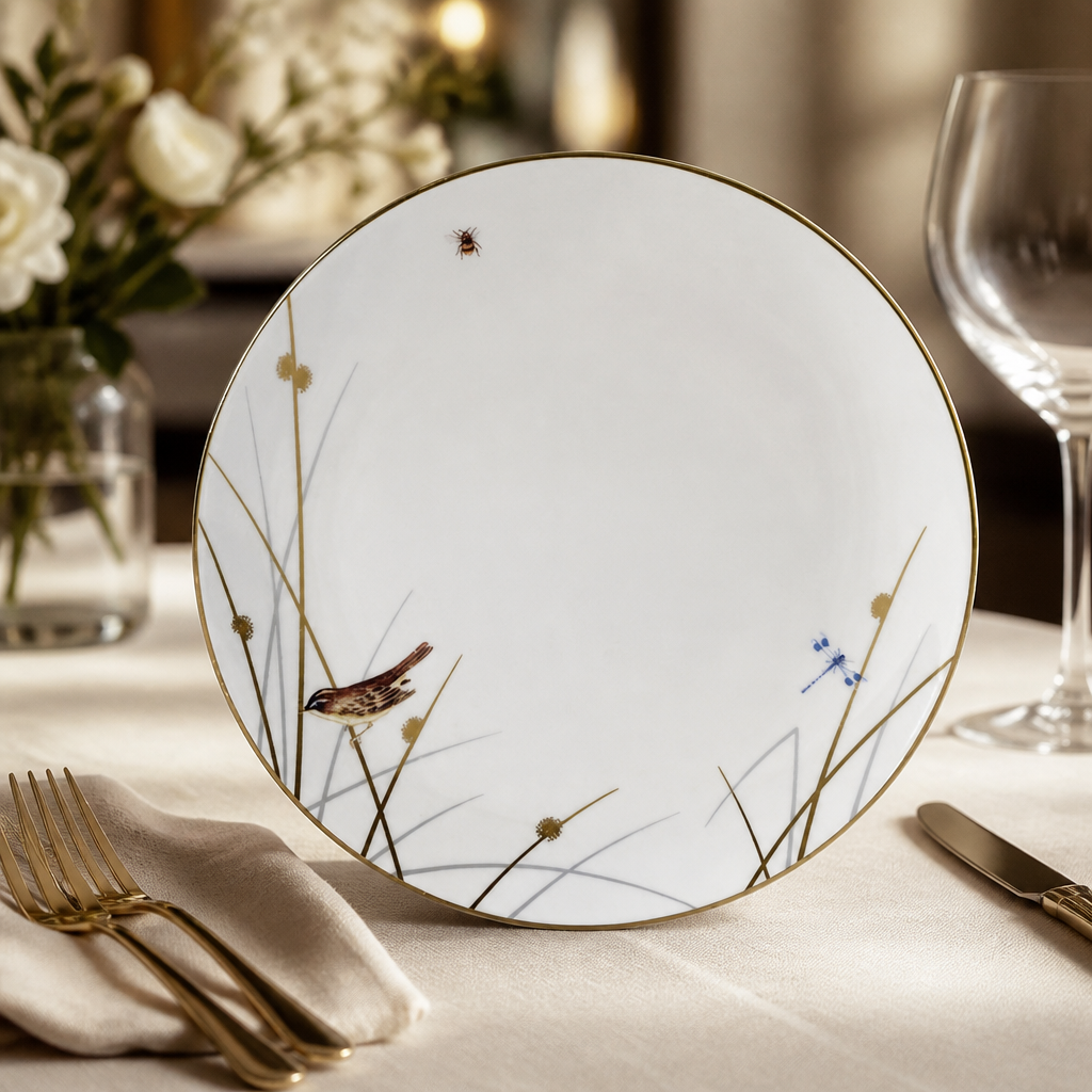 Set of 12 durable bone china commercial coupe plates 270mm