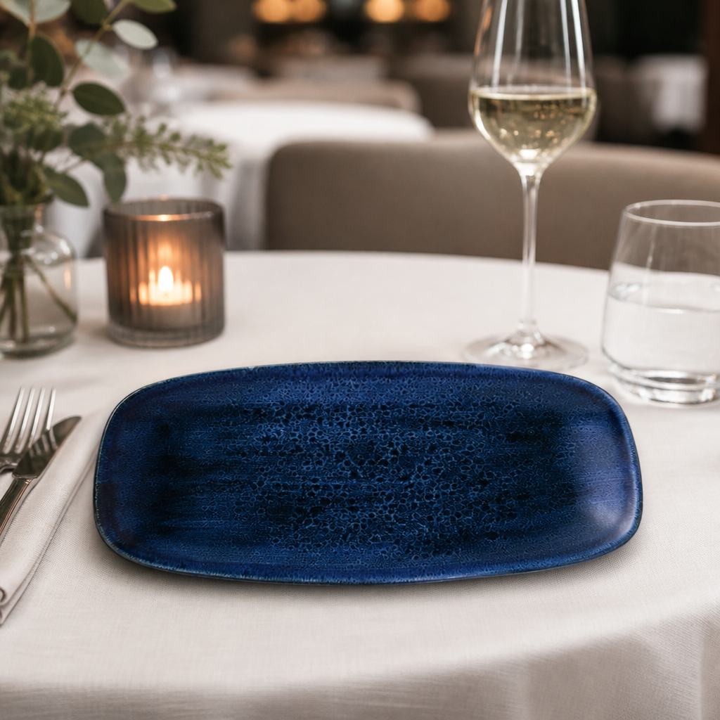 Commercial Oblong Plates 11.75 x 6 Inch Blue 12 Pack