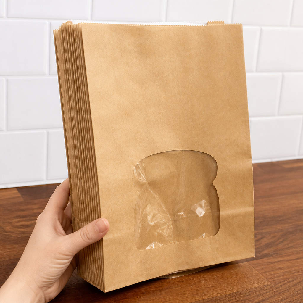 Recyclable Paper Sandwich Bags With Window 250 Pack