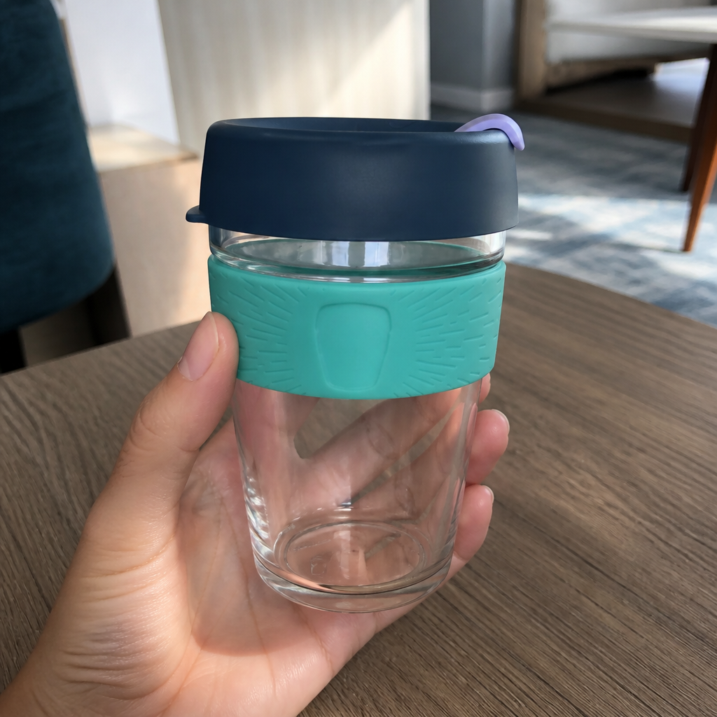 12oz Clear Blue Reusable Coffee Cups for Commercial Use