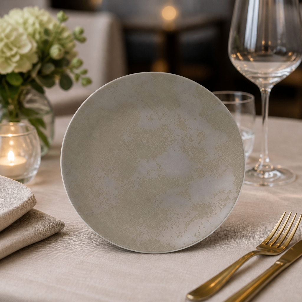 Crushed Velvet Grey Coupe Plates 164mm Dinnerware Set