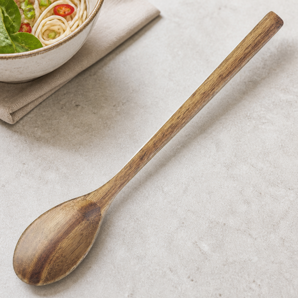 Commercial Acacia Wood Ramen and Pho Spoons 240mm 6 Pack