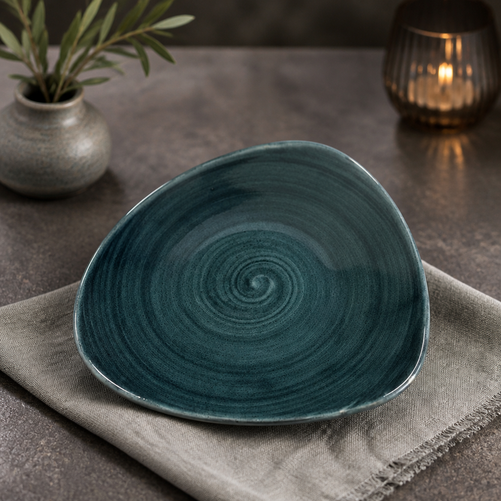 Commercial Triangular Bowls Rustic Teal 21oz 12 Pack