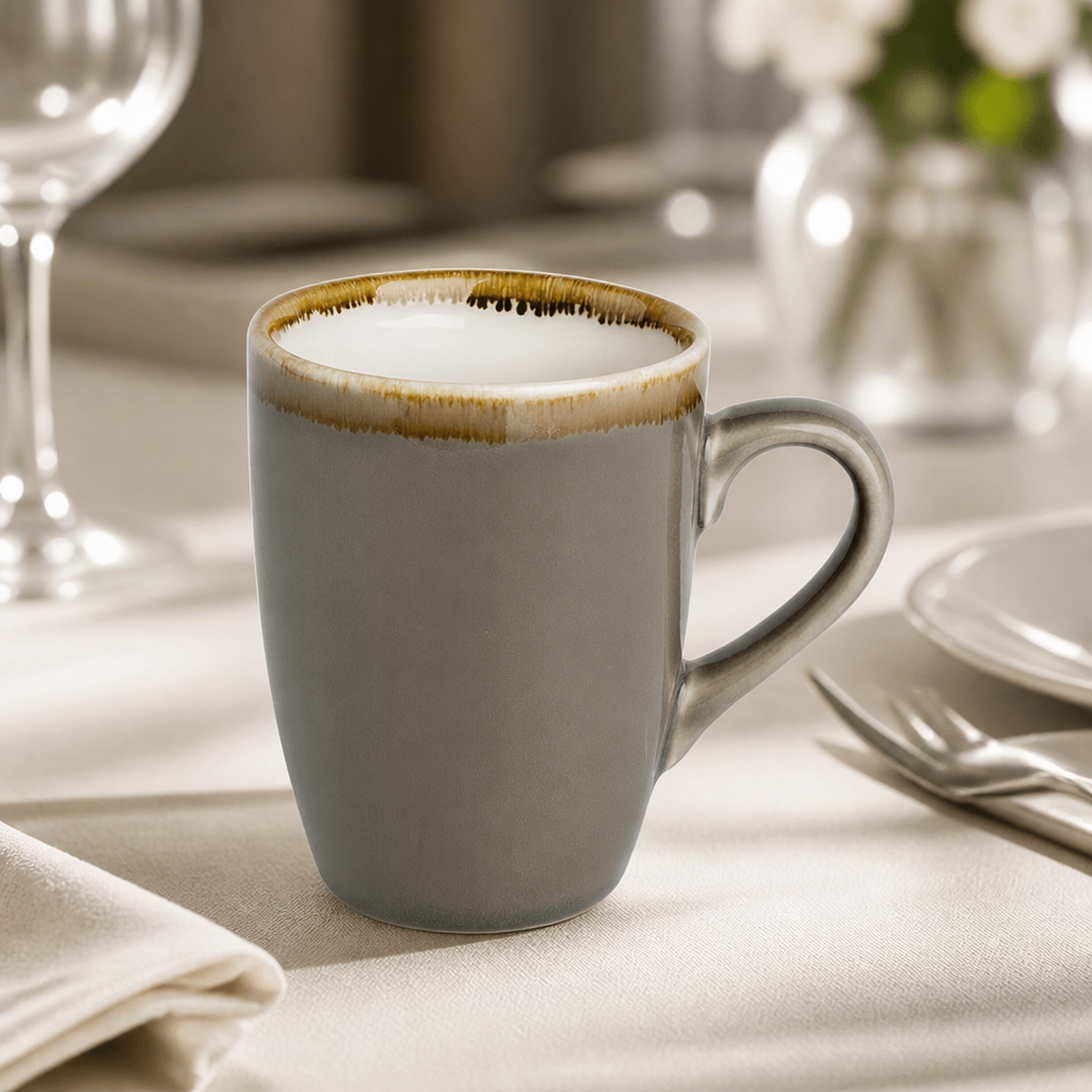 340ml Smoke Finish Commercial Mugs - 6 Pack for Cafes